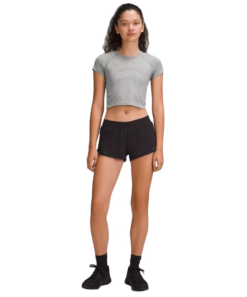 Lululemon Swiftly Tech Cropped Short-Sleeve Shirt 2.0 Slate/White