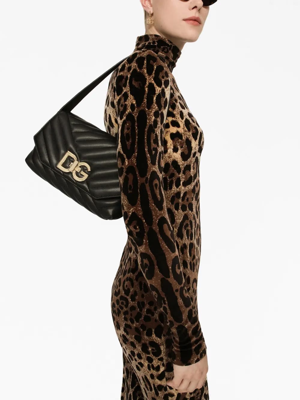 logo-buckle padded leather bag
