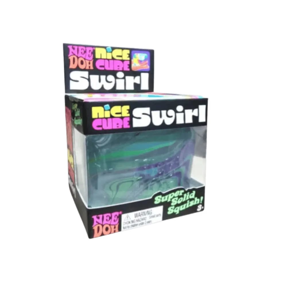 NeeDoh Nice Cube Swirl Super Squeeze! Green Purple Blue