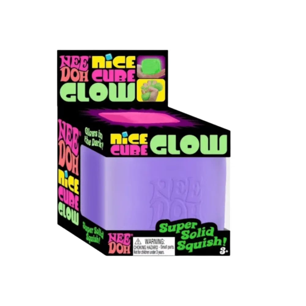 NeeDoh Nice Cube Glow Squishy Fidget Toy Purple