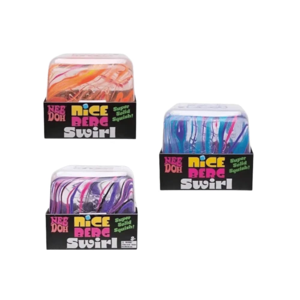 NeeDoh Jumbo Swirl Nice Berg Squishy Fidget Toy 3x Lot Orange/Blue/Purple