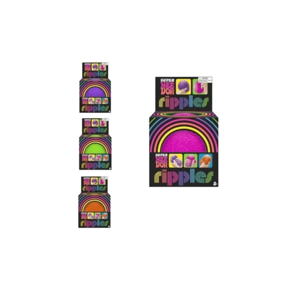 NeeDoh Super Ripples Fidget Ball Set of 4 Pink Purple Green Orange