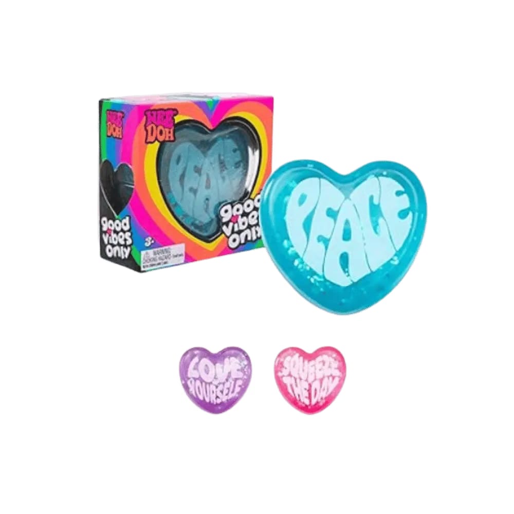 NeeDoh Good Vibes Only Squishy Fidget Toy (Text on Heart May Vary) Blue