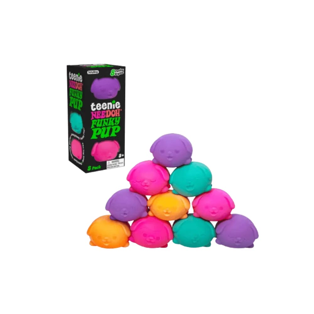 NeeDoh Teenie Funky Pups Squishy Fidget Toy Set of 3 Multicolor
