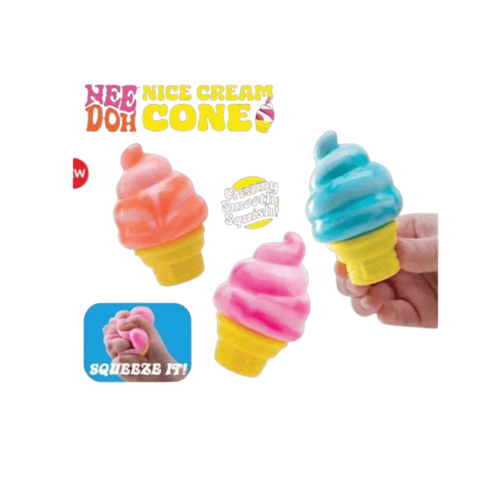 NeeDoh Nice Cream Ice Cream Cone Squishy Fidget Toy 3x Lot Orange/Pink/Blue
