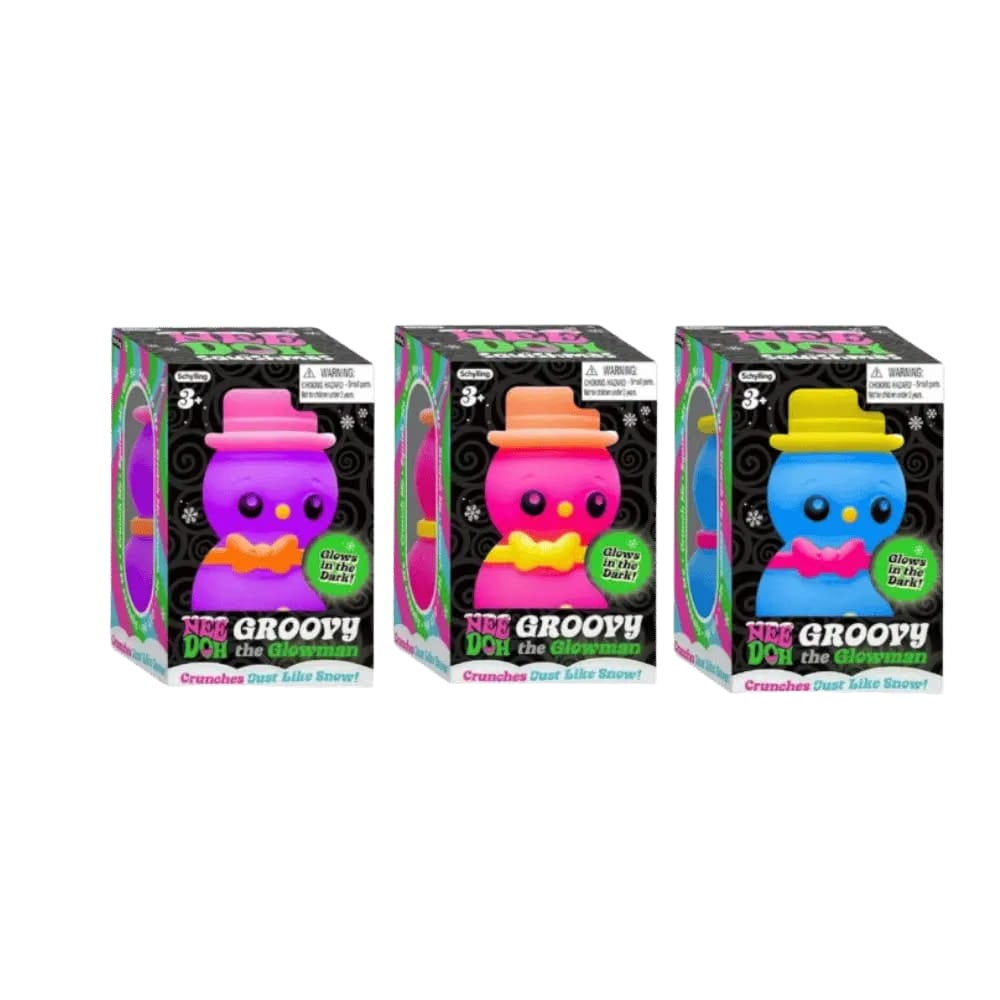 NeeDoh Groovy the Glowman Squishy Fidget Toy Set of 3 Pink Blue Purple