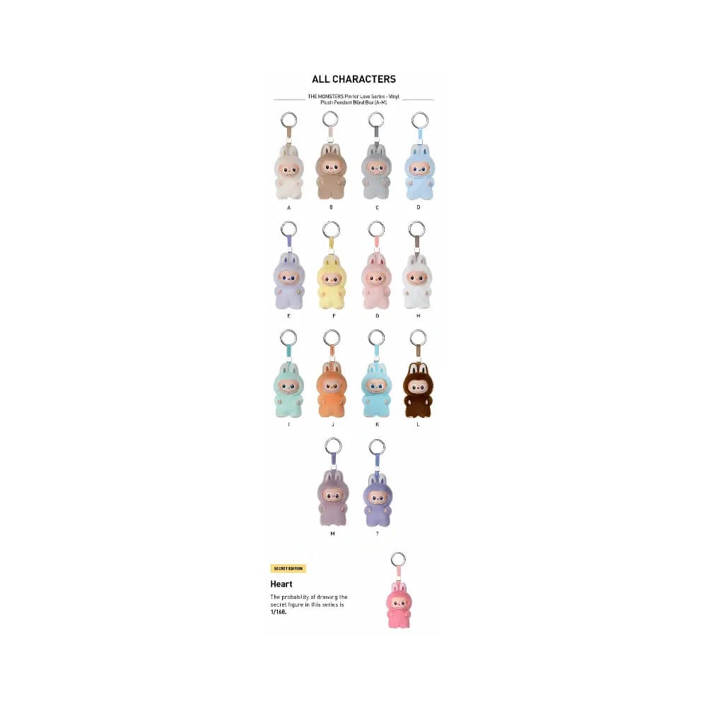 Pop Mart Labubu The Monsters Pin for Love Series Vinyl Plush Pendant (A-M) Sealed Case (14 Blind Box)