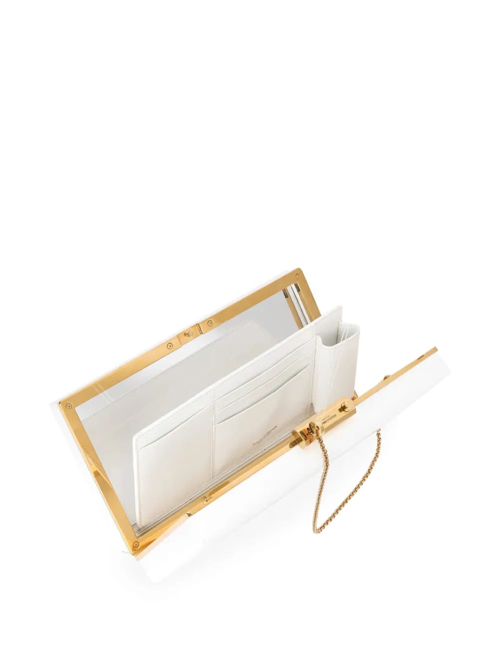 chain-detail clutch bag