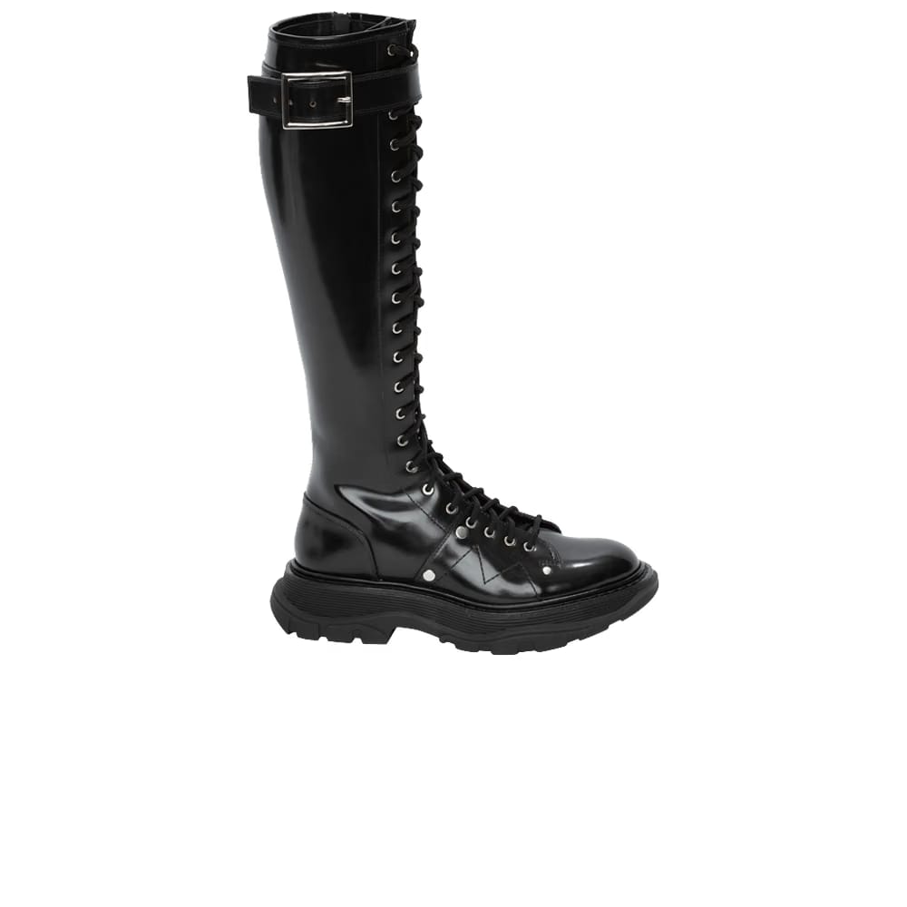 Alexander McQueen Wmns Tread Lace Up Boot 'Black Silver'