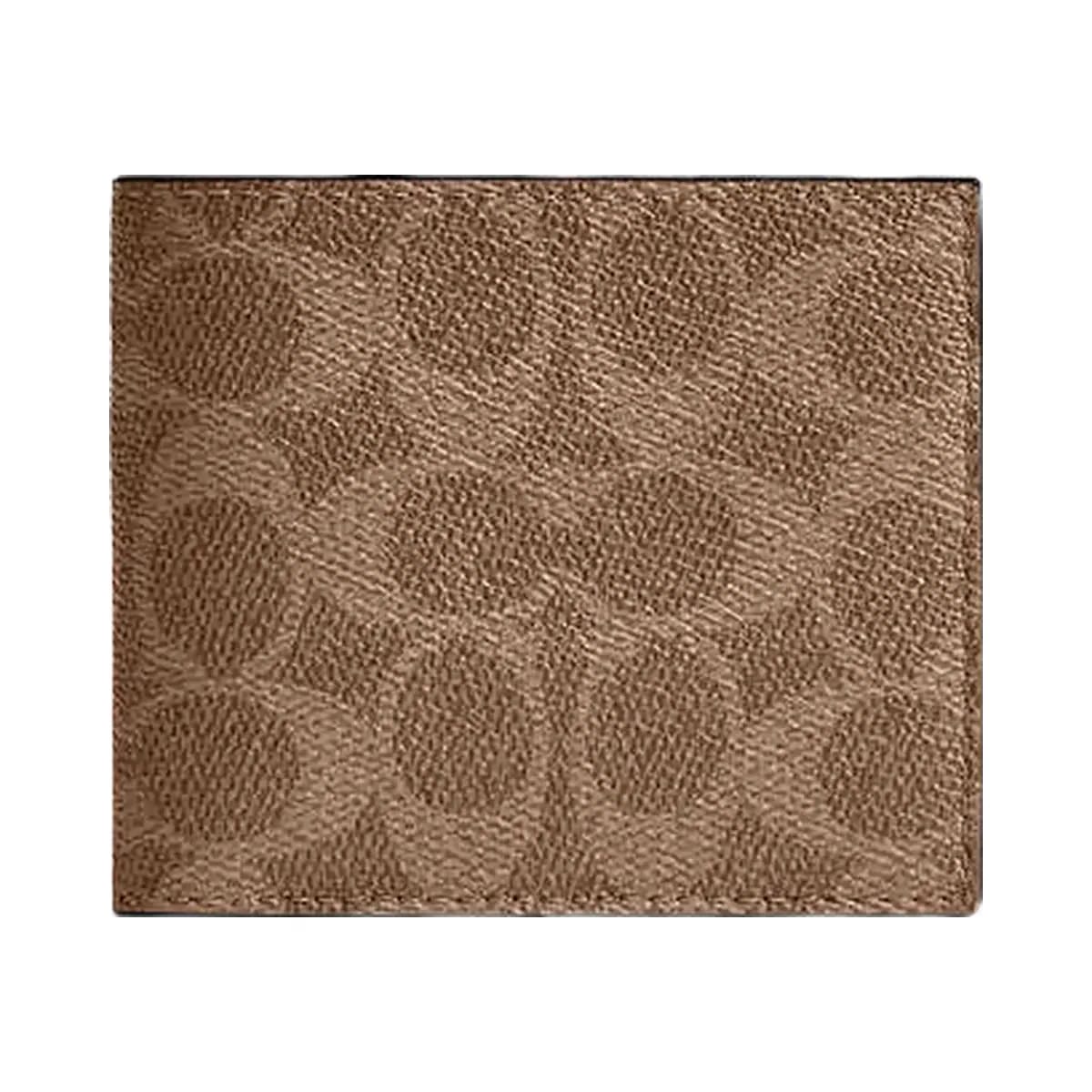 Coach Id Billfold Wallet In Signature Canvas Signature Canvas Tan Black