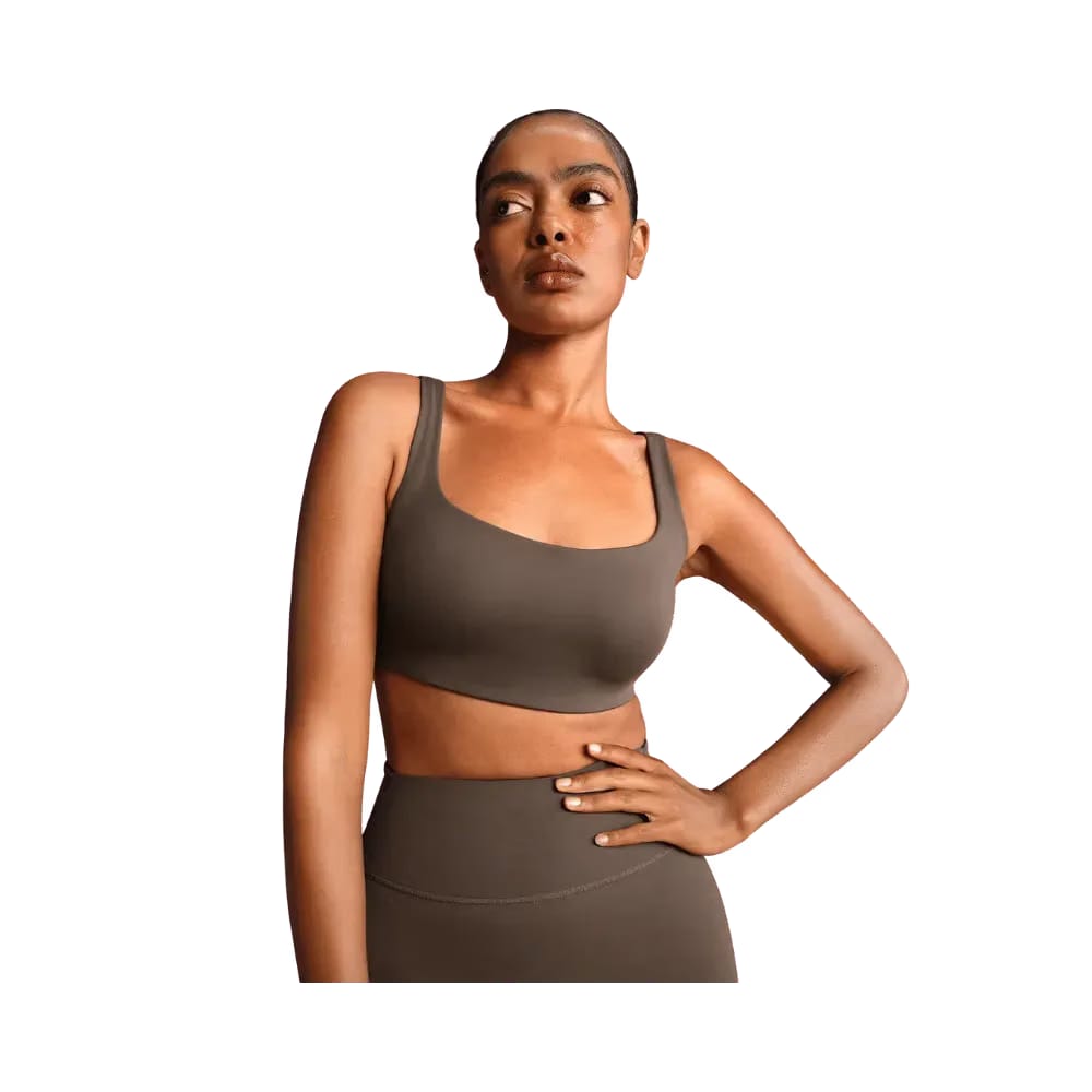 Nike X Skims Women's Scoop-Neck Bra Dark Sepia