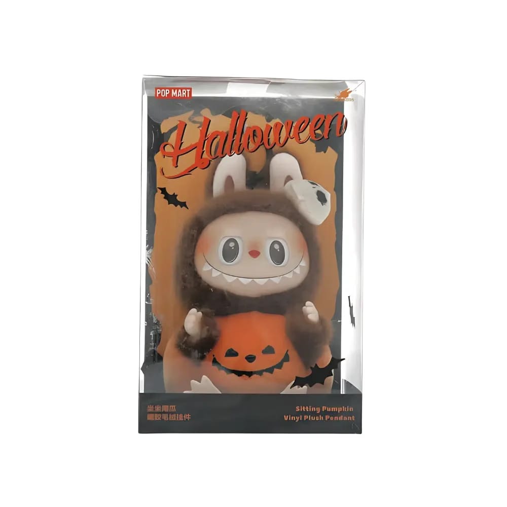 Pop Mart Labubu Happy Halloween Party Series-Sitting Pumpkin Vinyl Plush Pendant
