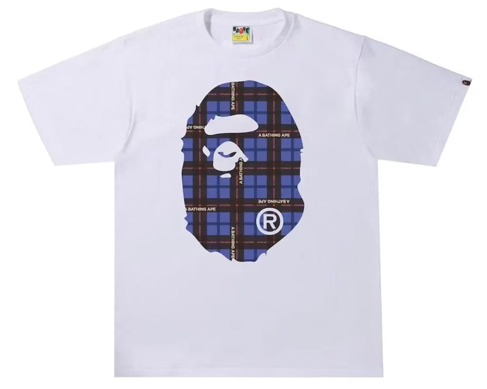 BAPE Logo Check Big Ape Head T-Shirt White