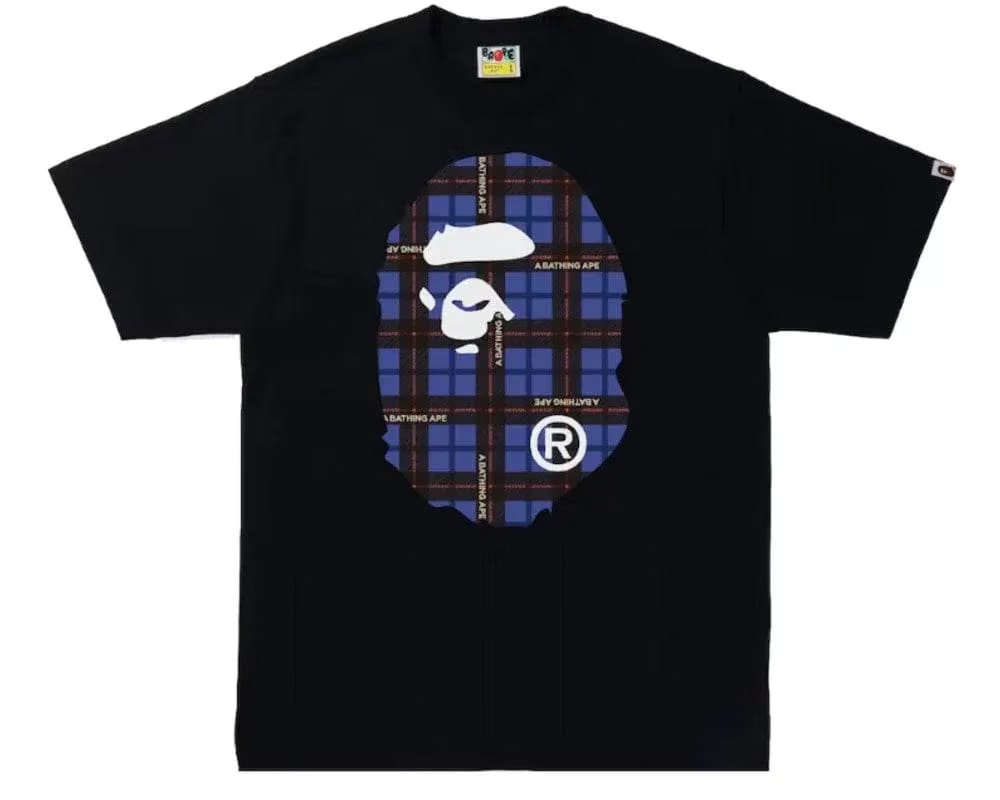 BAPE Logo Check Big Ape Head T-Shirt Black