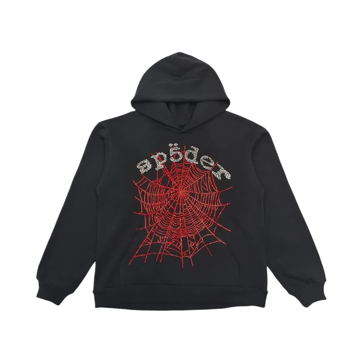 SP5DER Og Rhinestone Logo Hoodie Black/Red