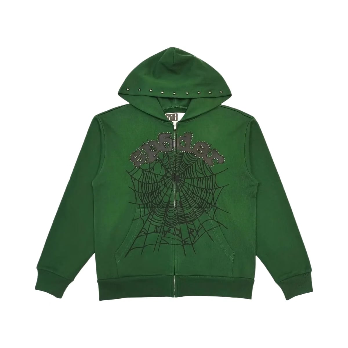 SP5DER Og Web Studded Zip Hoodie Green