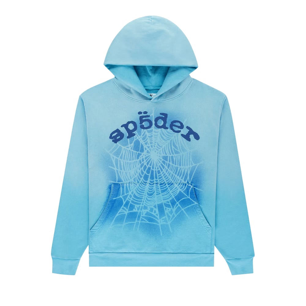 SP5DER Og Web V2 Spray Hoodie Light Blue