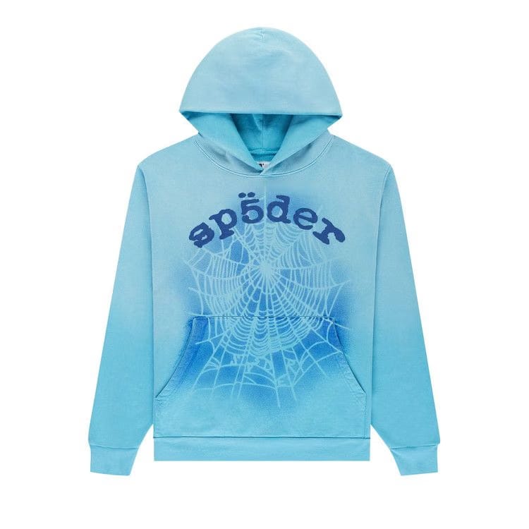 SP5DER Og Web V2 Spray Hoodie Light Blue