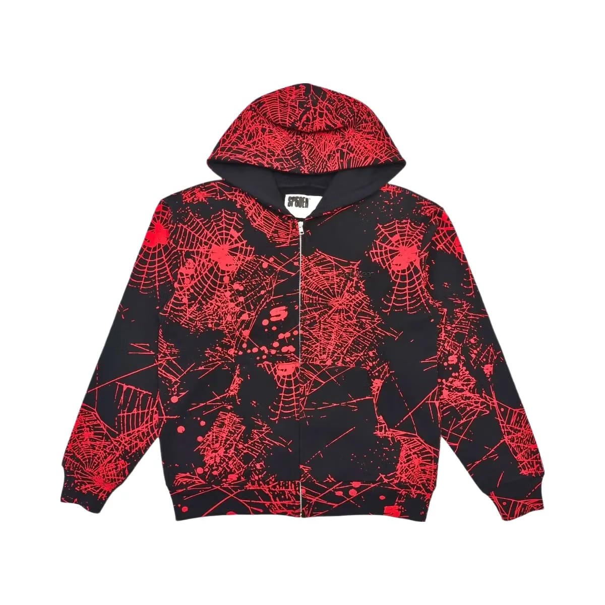 SP5DER Aop Web V2 Zip Up Hoodie Black