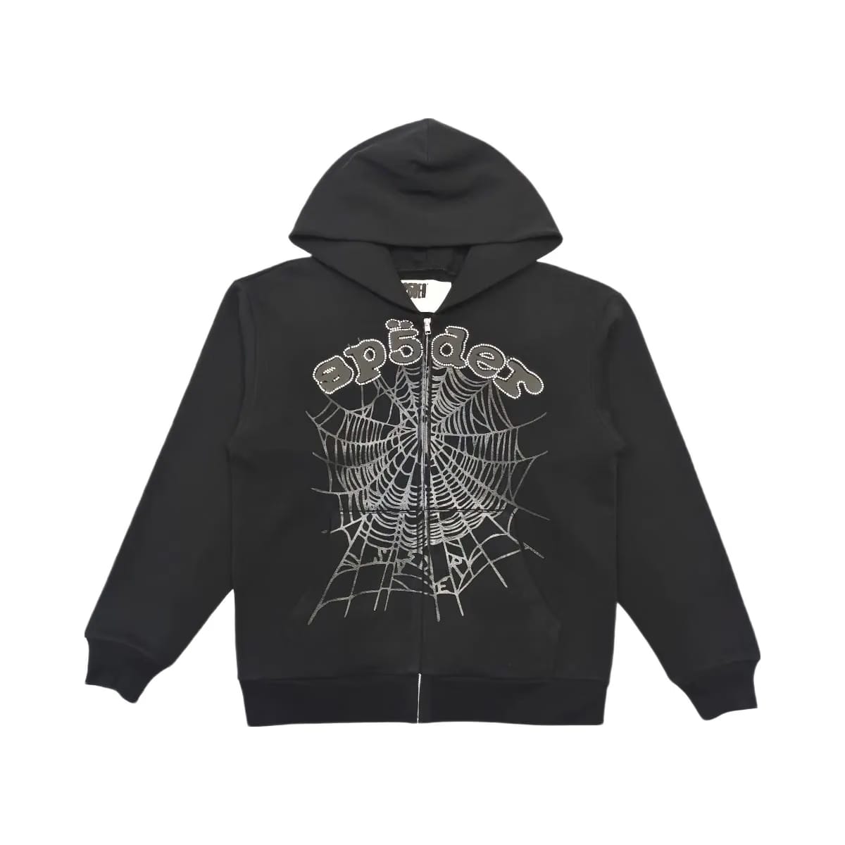 SP5DER Og Web V2 Rhinestone Zip Up Black