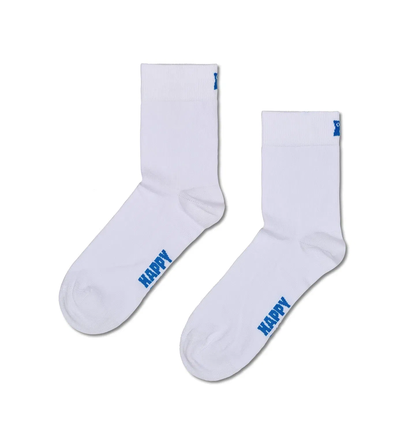 Happy Socks Unisex White Solid Color Crew Length Socks for Women and Men