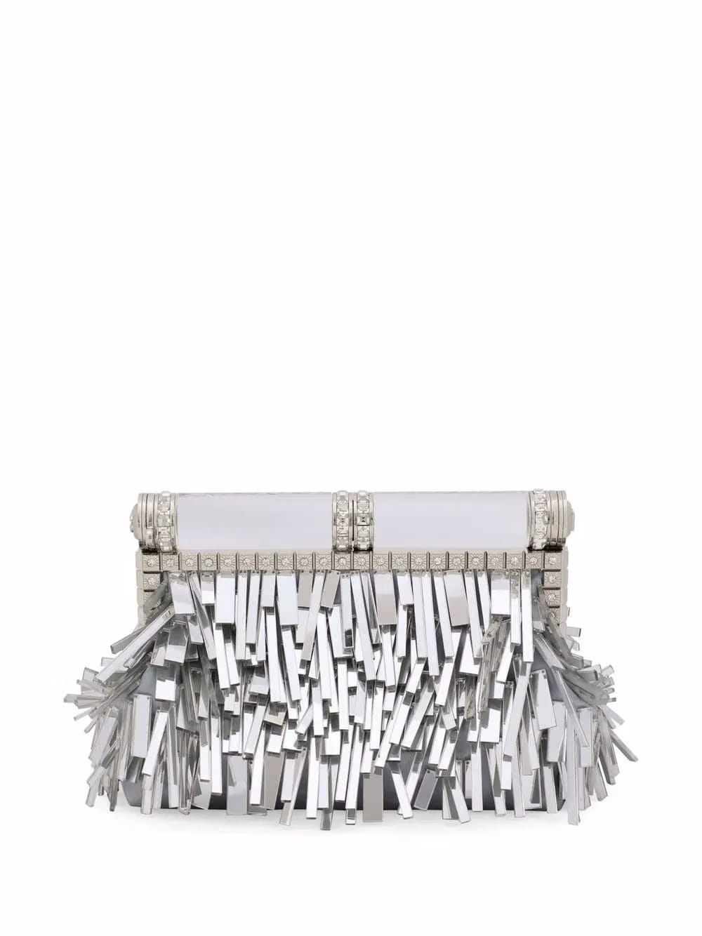 fringed leather clutch bag
