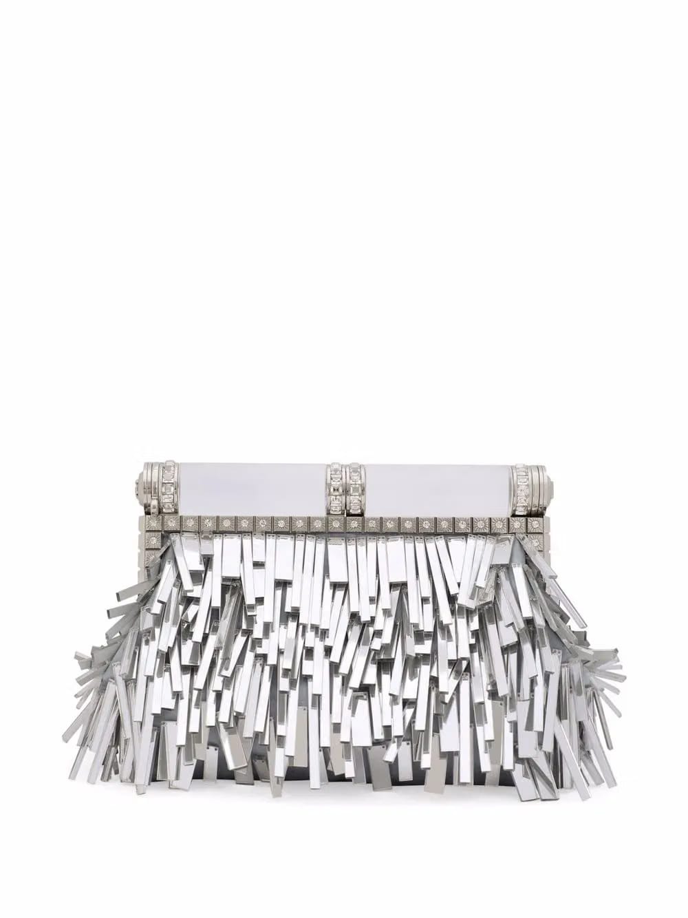 fringed leather clutch bag