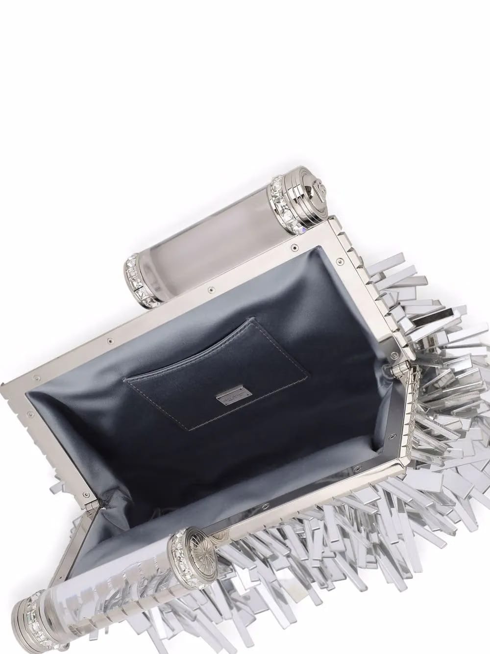 fringed leather clutch bag