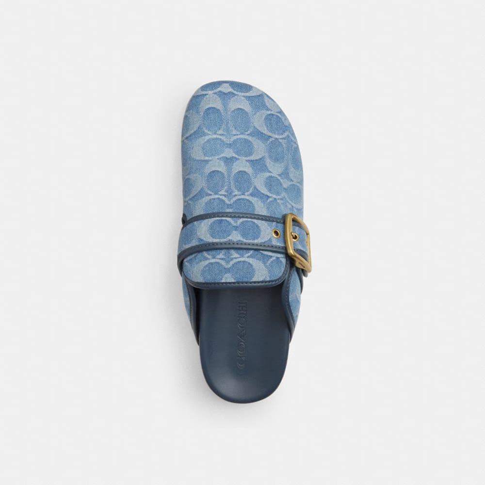 Women's Coach Archival Buckle Clog In Regenerative Cotton Signature Denim Indigo