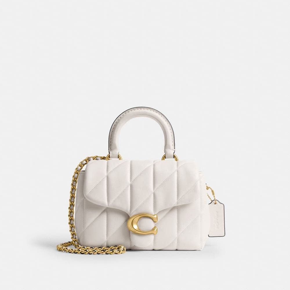 Coach Tabby Top Handle Bag With Quilting Brass Chalk
