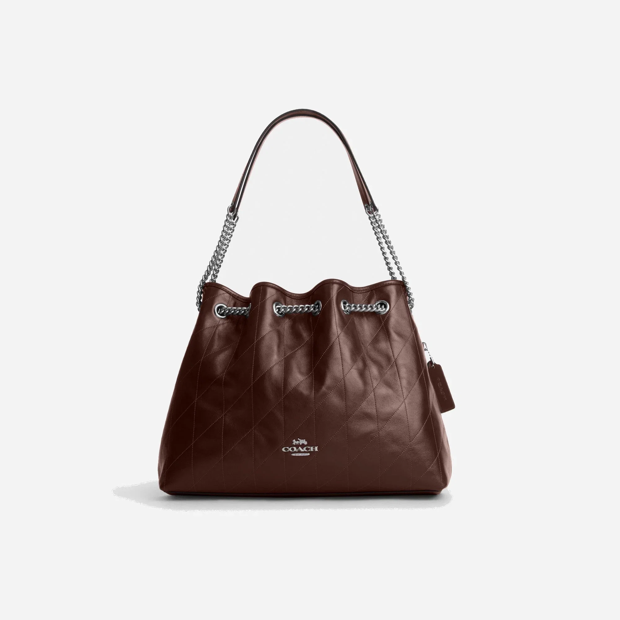 Coach Evelyn Shoulder Bag With Quilting Silver Maple