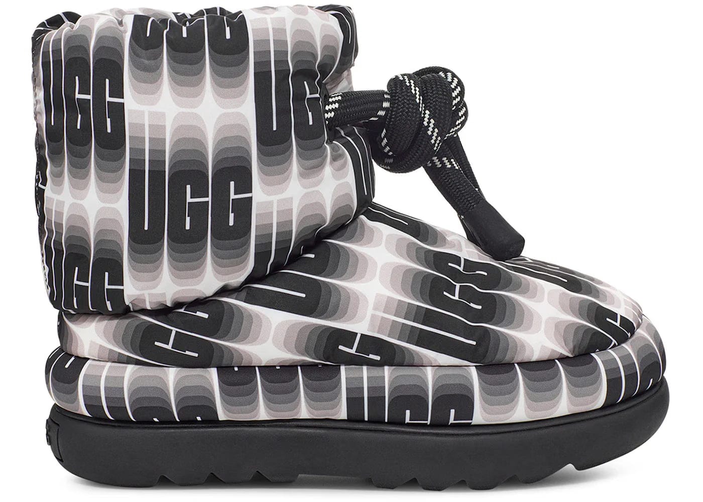 Ugg Classic Maxi Wavelength Short Boot Black White Womens