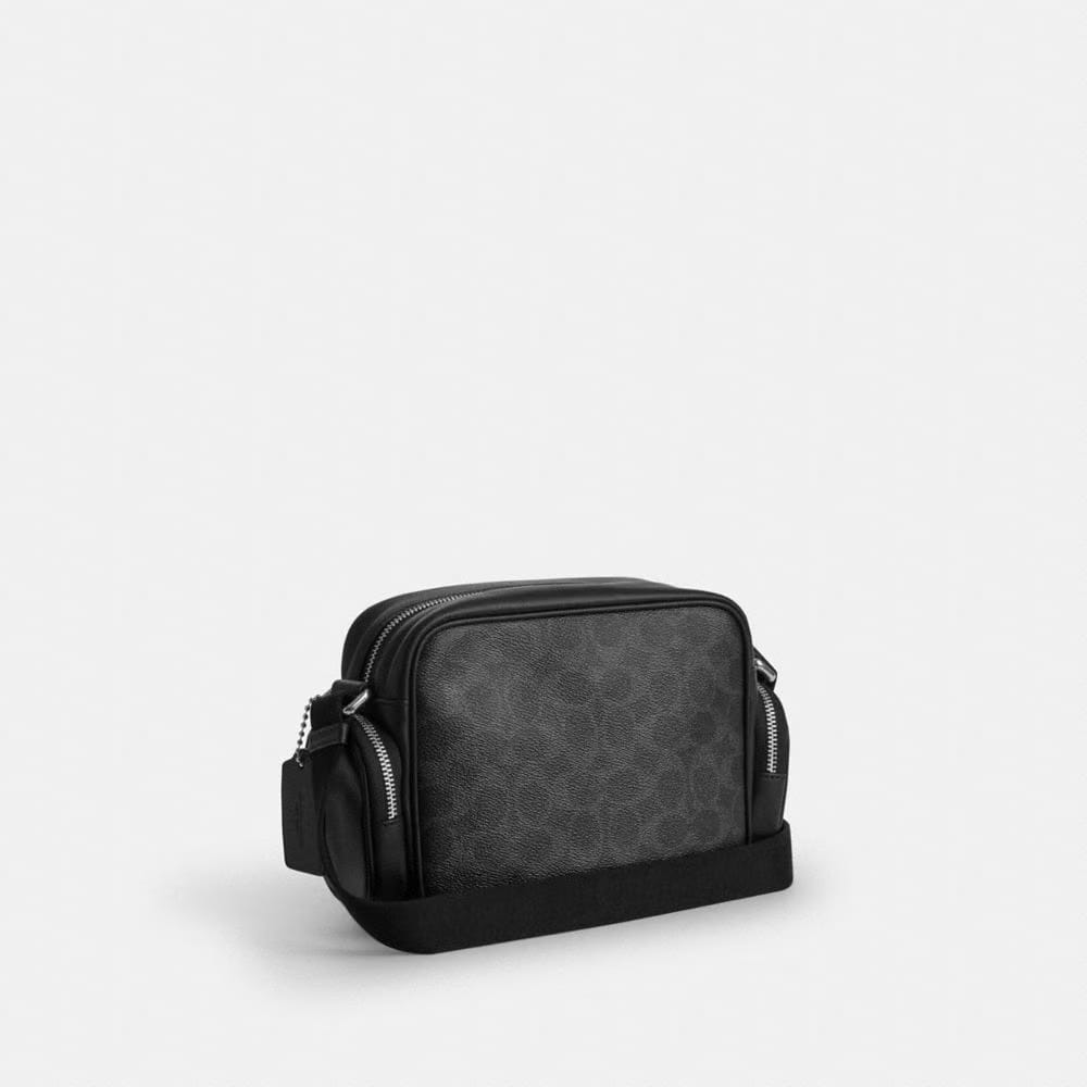 Coach Fletcher Crossbody Bag In Signature Canvas Silver Black Signature
