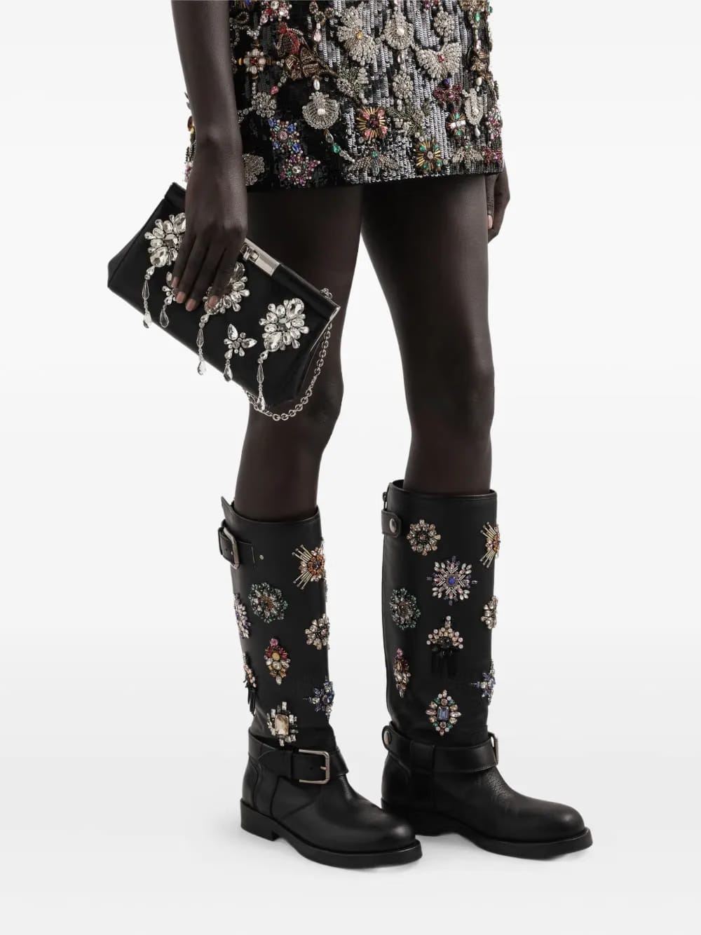crystal-embellished clasp clutch