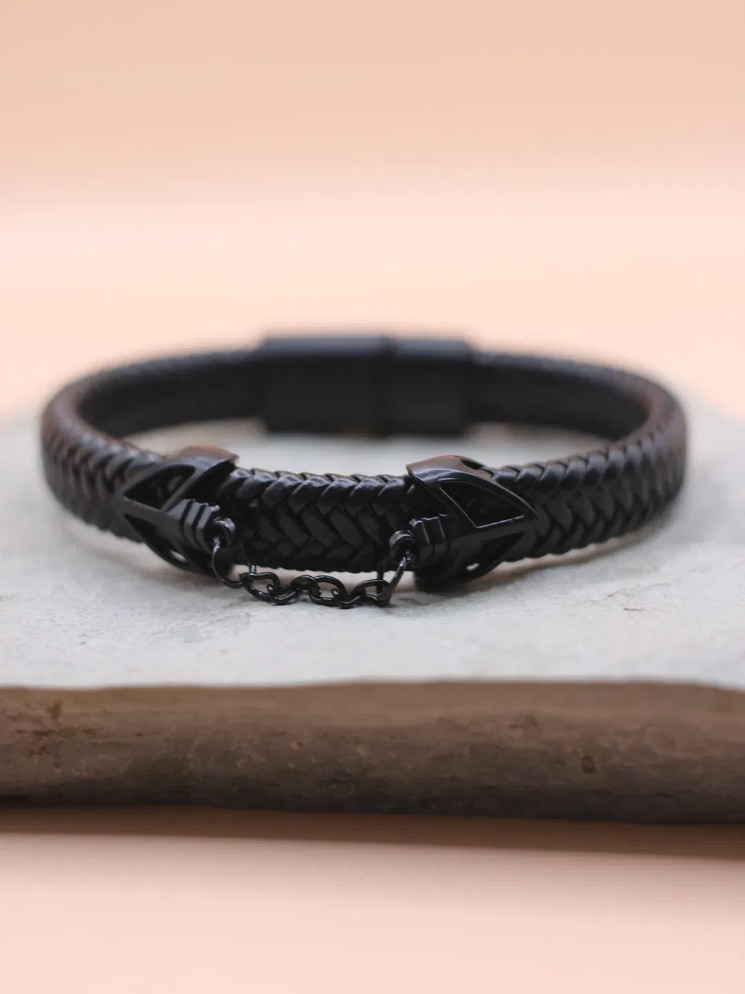BLACK ANCHOR CHAIN BRACELET FOR MEN