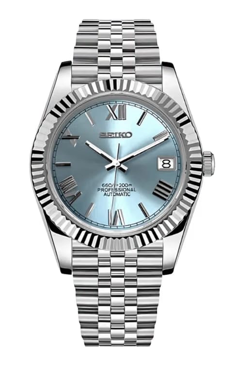 Seiko Mod Datejust  Ice Blue Roman