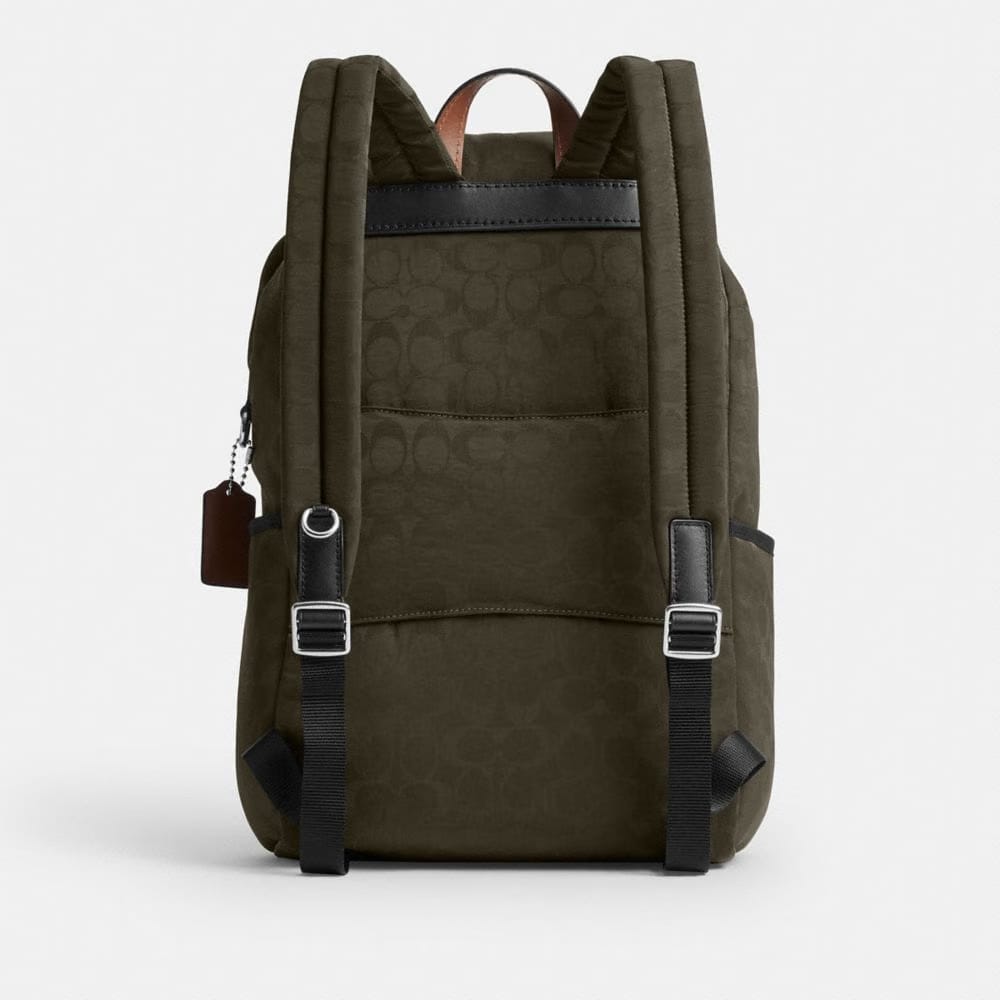 Coach Logan Backpack In Signature Nylon Dark Moss