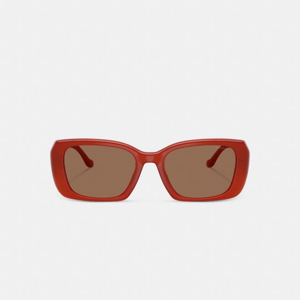 Coach Maxi Sculpted C Oversized Rectangle Sunglasses Burnt Orange