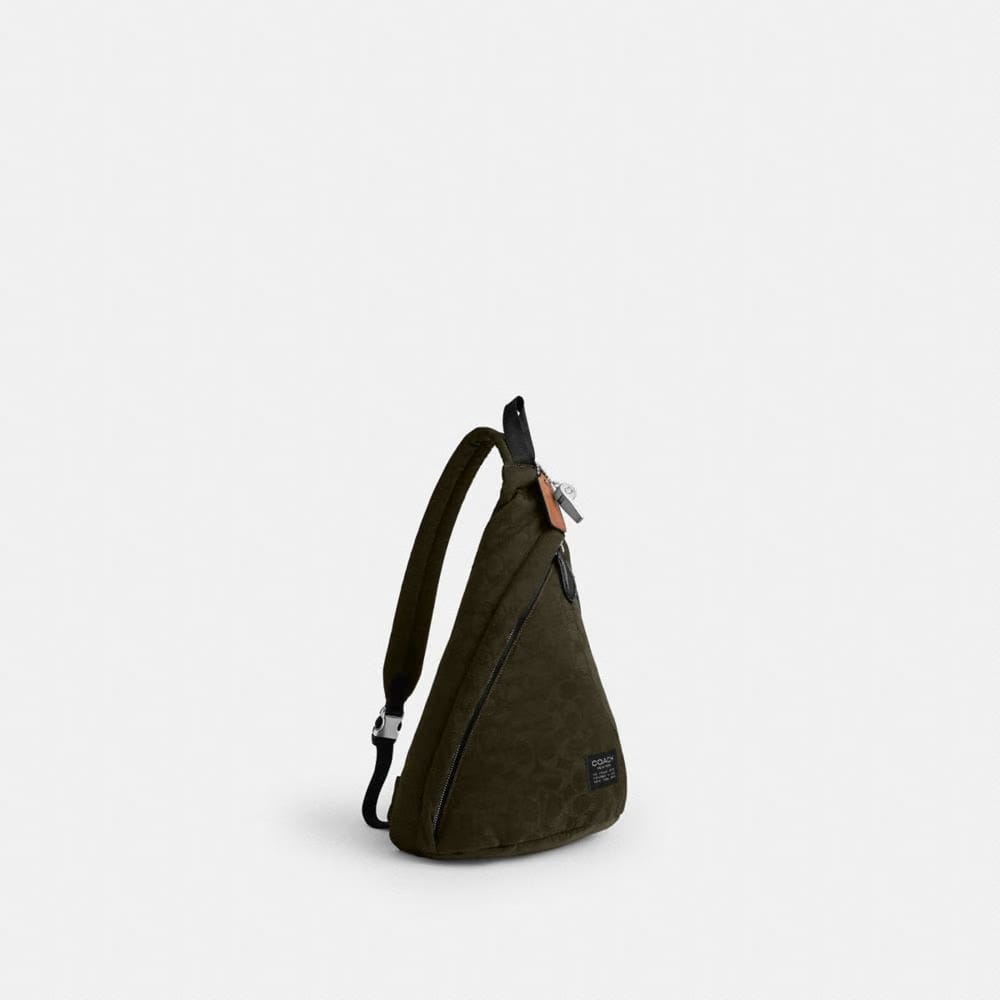 Coach Lachlan Sling In Signature Nylon Dark Moss