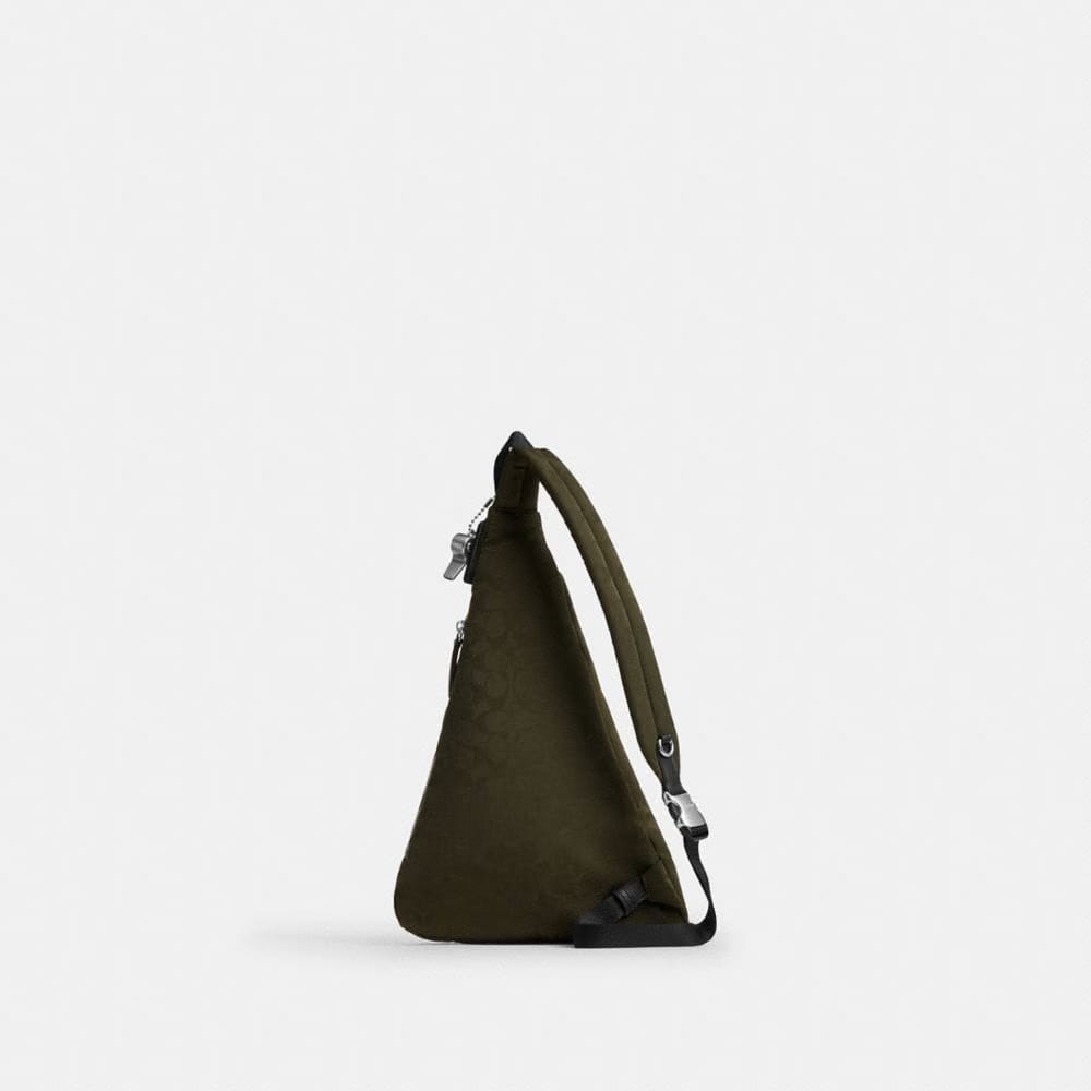 Coach Lachlan Sling In Signature Nylon Dark Moss