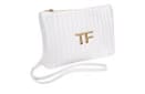 TF long wrist strap white clutch makeup bag >