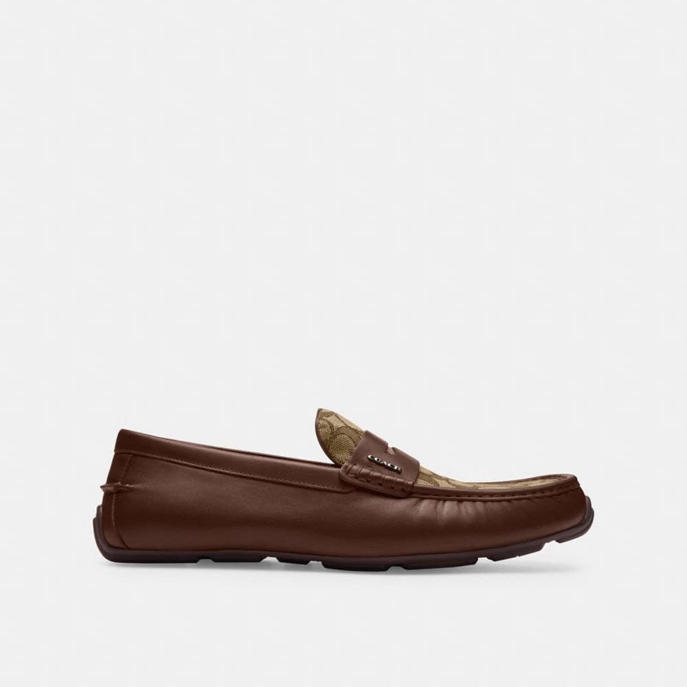 Men's Coach Liam Driver In Signature Jacquard Dark Saddle