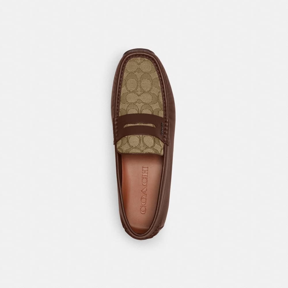 Men's Coach Liam Driver In Signature Jacquard Dark Saddle