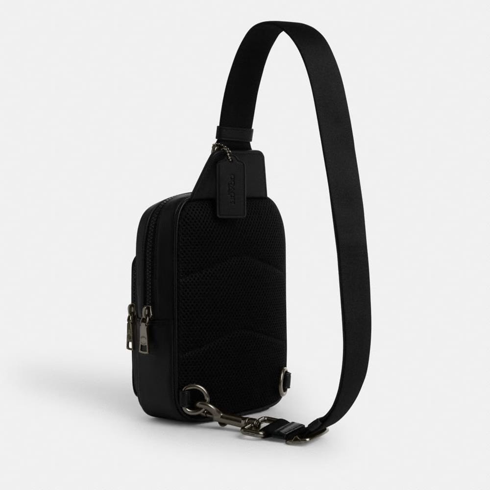 Coach Racer Sling Pack In Signature Canvas Gunmetal Tan Black