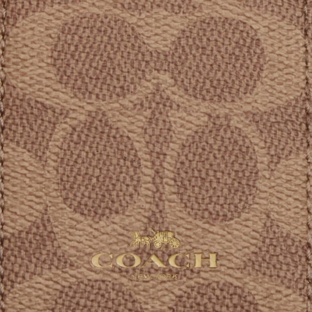 Coach Id Lanyard In Signaure Canvas Gold Tan Brown