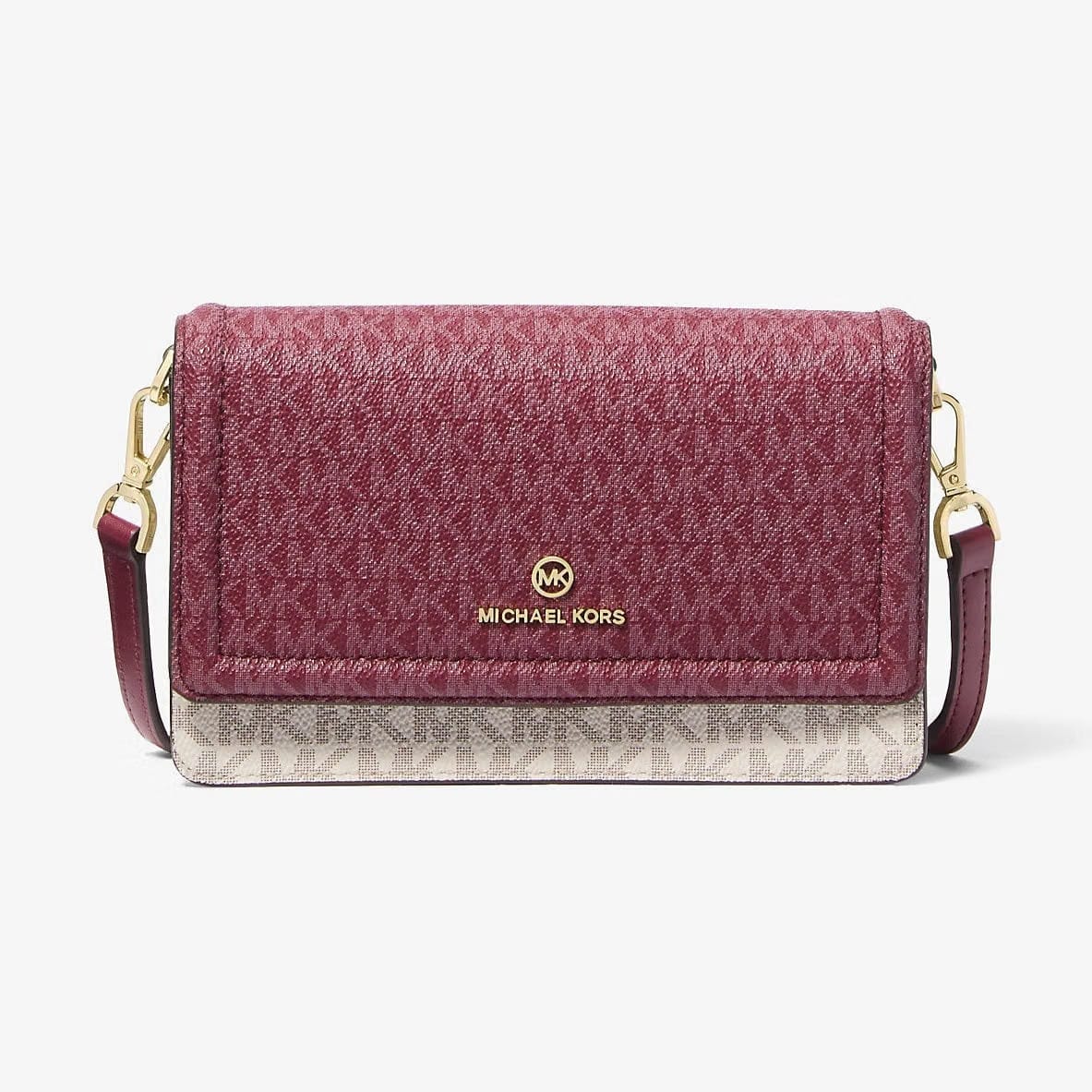 Michael Kors Jet Set Small Two-Tone Logo Smartphone Crossbody Bag Mulberry Mlt
