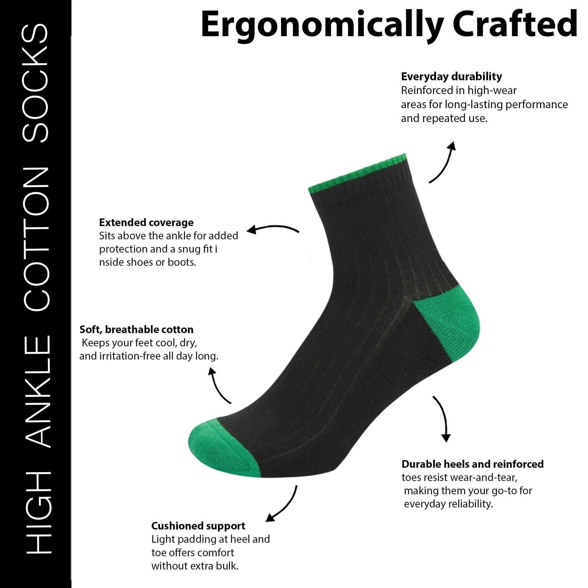 Men’s Half Cushioned High Ankle Socks