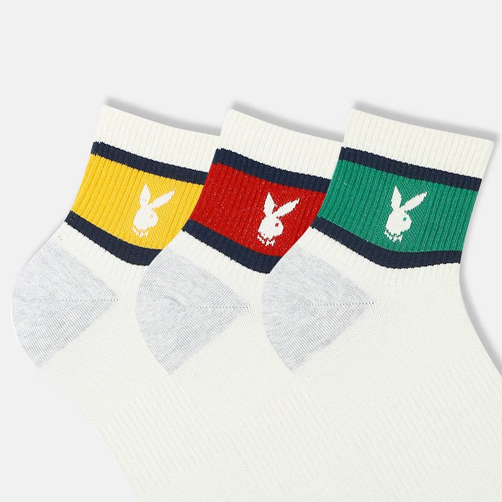 Men’s Playboy Themed Ribbed High Ankle Socks