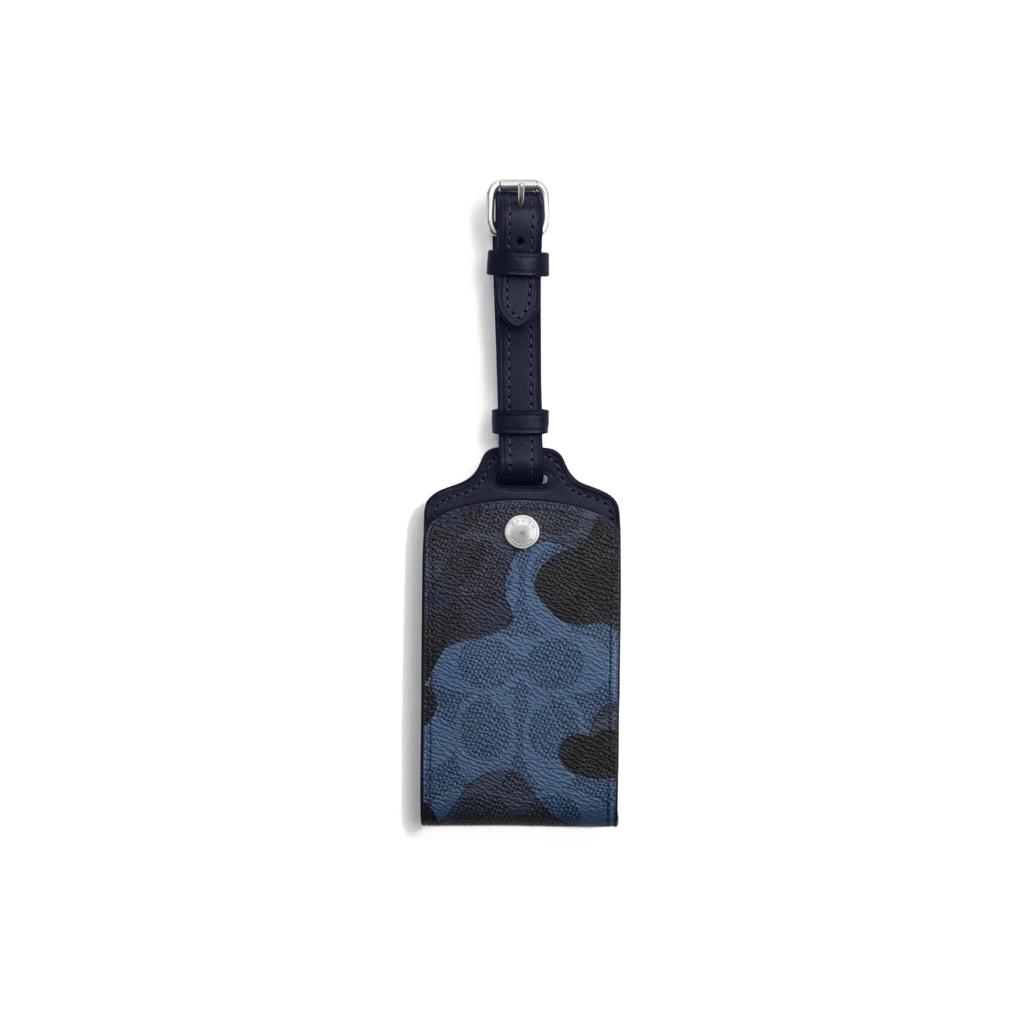 Coach Luggage Tag In Signature Camo Print Silver Blue Multi