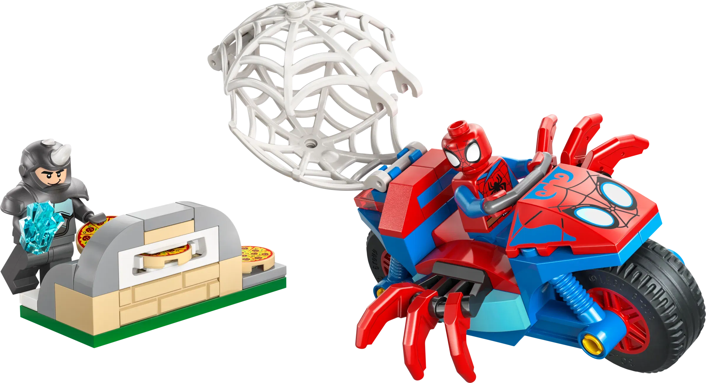 Lego Spidey on his Motorcycle vs Rhino
